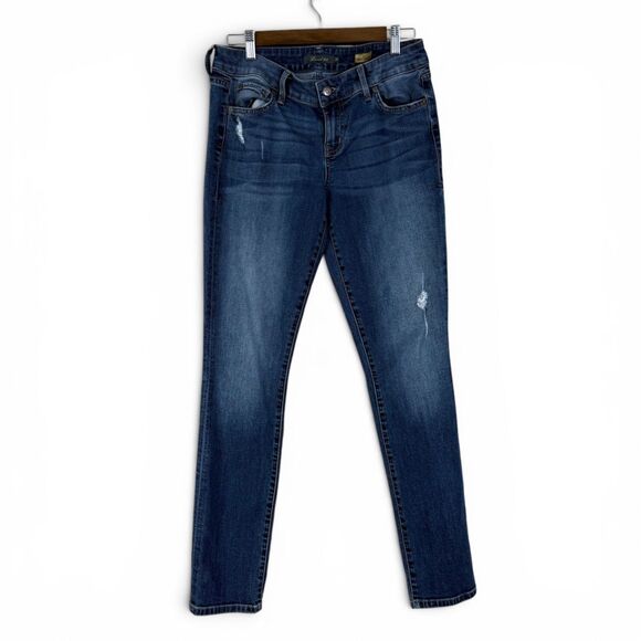 Level 99 Denim - lily skinny straight distressed medium wash jeans whiskered faded 29 by level 99